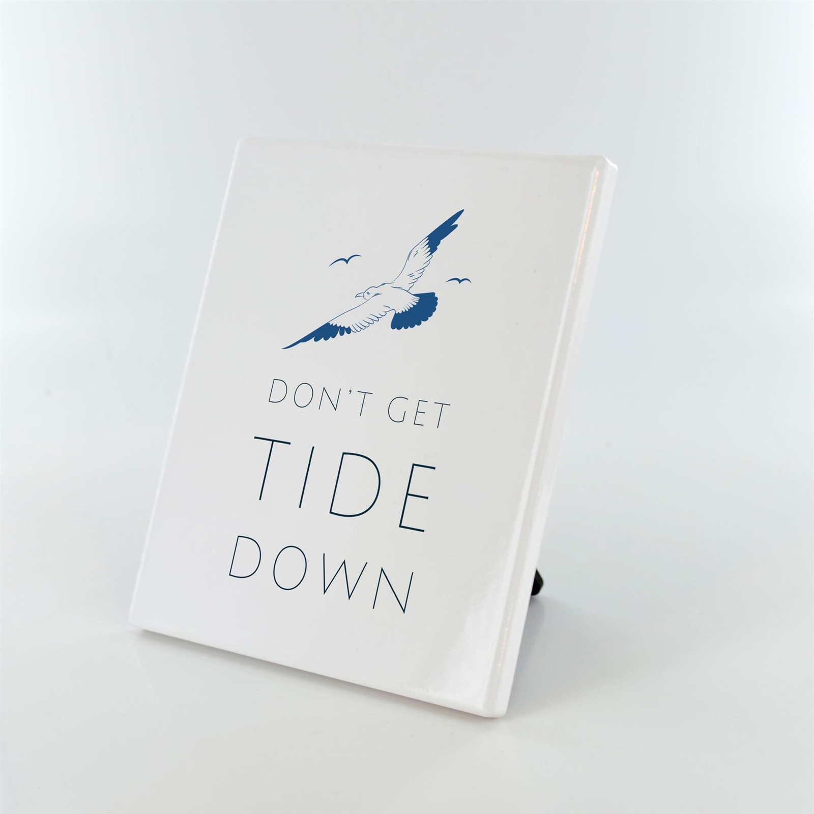 Dont Get Tide Down Coastal Blue Ceramic Tile Photo Panel Beach Themed Gift