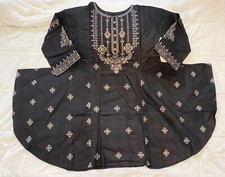 Pakistani Indian embroidered kurti, top, qameez, Black, regular size