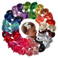 24 Colors Boutique Hair Bow Clips for Little Girls Grosgrain Ribbon Bow Allig...