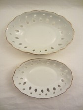 2 x SEIFE ABTROPF-SCHALE KERAMIK PORZELLAN SEIFENSCHALE WEIß VINTAGE GOLD RAND