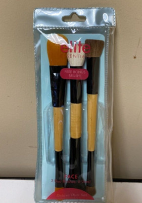 Beauty- ''Elite Essentials'' FACE 3 Due Brushes, 6 uses. NEW in Package