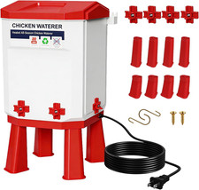 3-Gallon Heated Chicken Waterer Freeze-Proof Poultry Waterer with Heater and 4 N