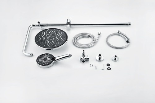 Adjustable Shower Riser Rail Kit with 10" round Rainfall Shower Head, 3 Spray Mo - Picture 6 of 6
