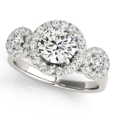 2,00 Karat DE/VS Lab Grown Rundschliff Diamant Halo Verlobungsring 18K Weißgold