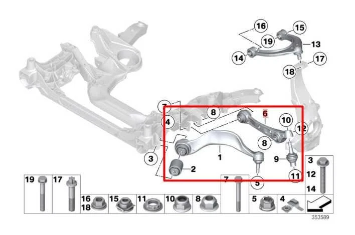 Juego de 2 brazos de control inferiores suspensión delantera izquierda BMW 750Li xDrive AWD 10-15 Foto 2 de 4