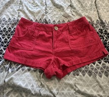 Vintage 90s OP Ocean Pacific Hot Pink Corduroy Shorts Cheeky Slits Juniors 11  