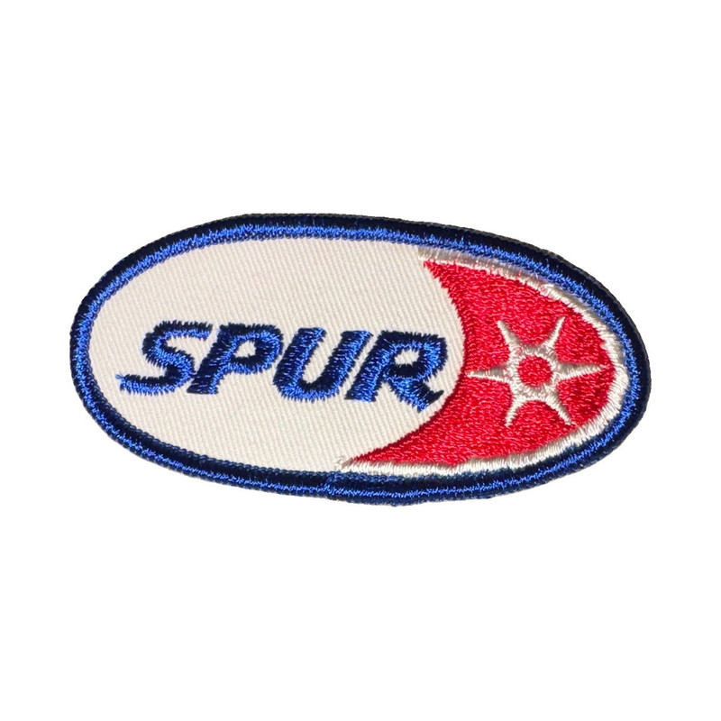 Spur Gas & Oil Advertising Patch Oval Embroidered White Blue Red