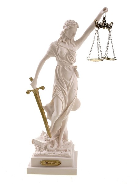GroßE Justitia GöTtin Der Gerechtigkeit Figur Weiß Skulptur Themis Recht 32 Cm-image