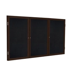Ghent's Wood 36" x 72" 3 Door Enclosed Rubber Bulletin Board in Black