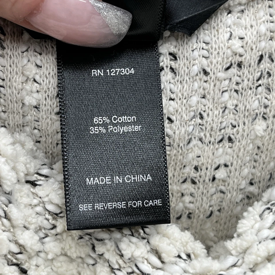 Suéter Ali Miles Mujer XL Algodón Crema Texturizado Tejido Flecos Relajados Pullover Foto 4 de 4