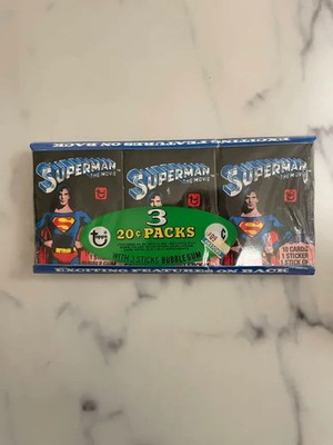 1978 TOPPS SUPERMAN THE MOVIE SEALED 20-CENTS RACK GROCERY TRAY 3 WAX PACKS BBCE