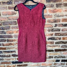 Tahari Maroon Red Textured Sleeveless Kyle Sheath Dress Women's Size 4
