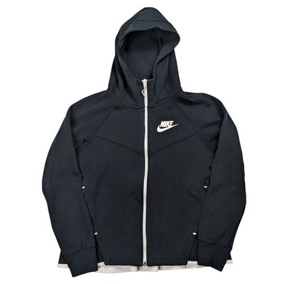 Nike Tech Fleece Windrunner Jacket Women Medium Full Zip Hoodie Black/White