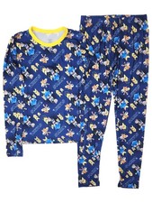 Cuddl Duds Boys Blue Yellow Sonic Thermal Underwear Long Johns Large 10-12