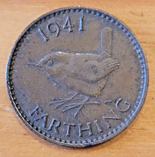 1941 King George VI Farthing 1/4d coin - Nearly EF.