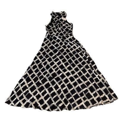 Milly Pippi Pained Windowpane Dress Womens Size 6 Navy White Sleeveless Halter