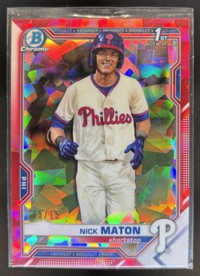 2021 Bowman Sapphire Nick Maton Red Refractor /15 #BCP-5 Phillies