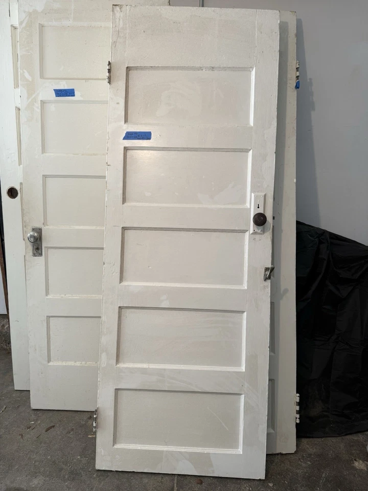 Vintage Solid Wood 5 Panel Interior Doors - Image 3 of 4