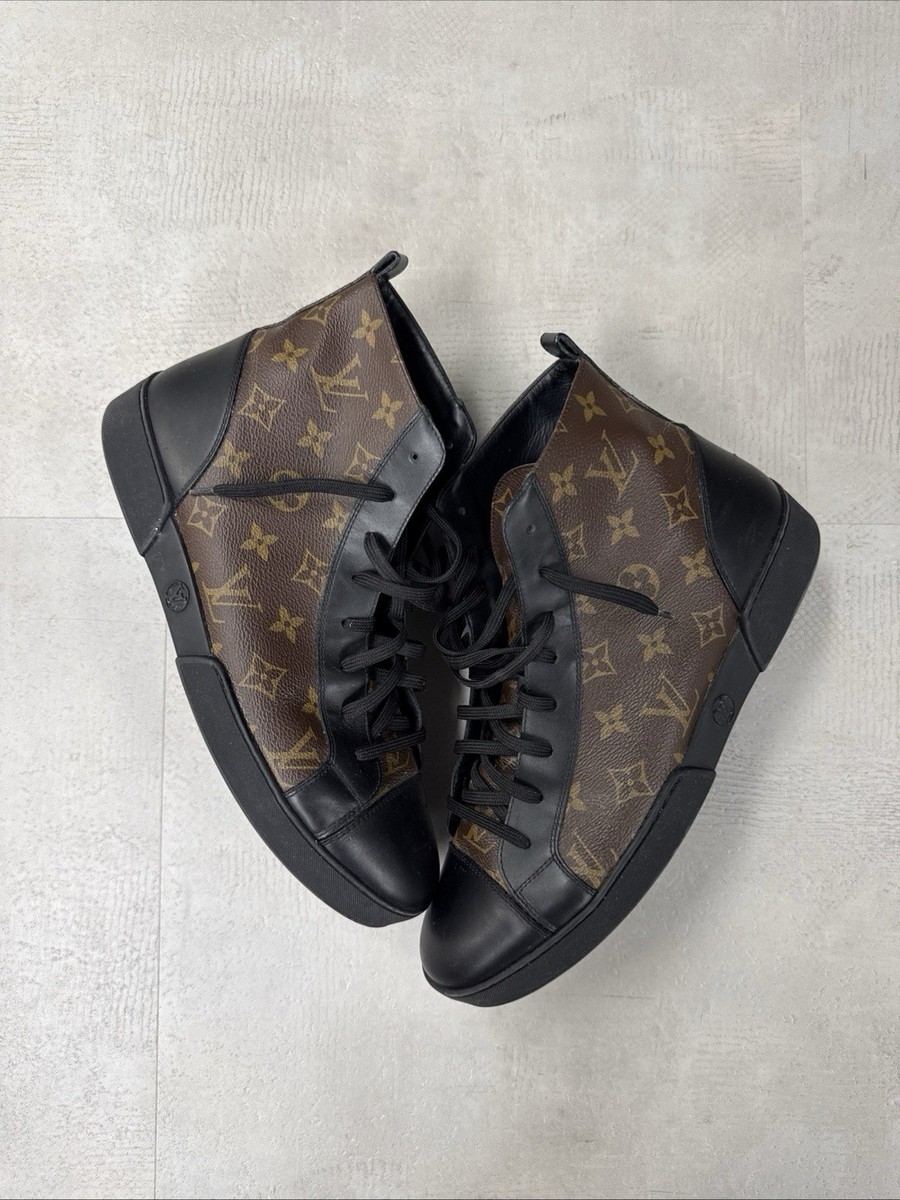 Louis Vuitton Monogram High Top Sneakers Mens Size9 Brown Black
