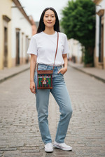 Guatemala Crossbody Embroider Quetzal Tikal Suede Boho Small Bag Purse