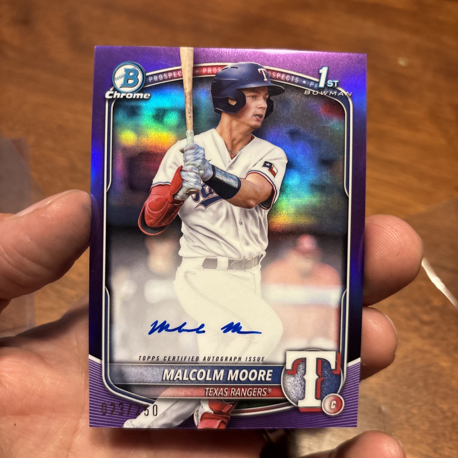 2025 Bowman Malcolm Moore 1st Chrome Purple Refractor Auto /250
