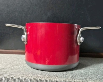 NEW TECHNIQUE COOKS ESSENTIALS 5/8 QT HARD ANODIZED NONSTICK RED COOKWARE