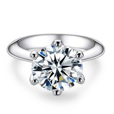 AnuClub 1/2/3/5CT Six Prong Solitaire Moissanite Ring, 925 Sterling Silver Ri...