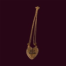 NEW BEST FRIEND Heart Silver Tone 2 Pendants Necklace BFF Friendship Puzzle