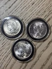 Silver Peace Dollar Lot. 3 Brilliant Uncirculated Coins Capsules Included.