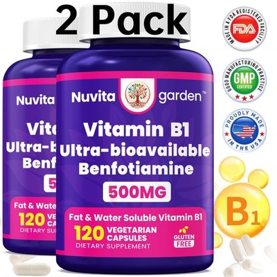 Vitamin B1 with Mega Benfotiamine 500mg Thiamine B1 Supplement for Adults 240 ct