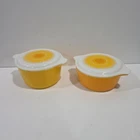 PYREX Daisy Sunflower Set Of 2 Dishes 2 Lids Look At Pics 1 Lid Has Chips