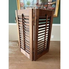 1 Vintage Brown Wood Plantation Vertical Blinds Stained Shutter Window Treatment