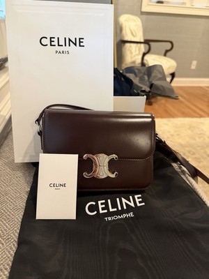 Celine Teen Triomphe Rare Burgundy With Silver Hardware