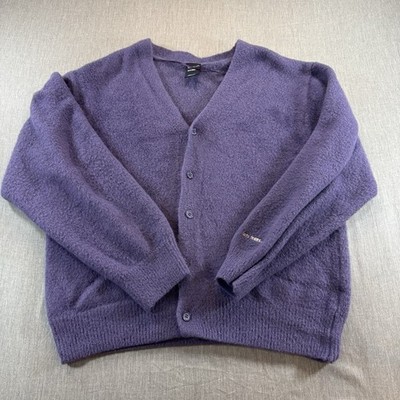 Iets Frans Fluffy Cardigan Purple Oversized, Embroidered, V Neck Unisex XL