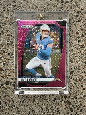 Justin Herbert 2024 No Huddle Panini Prizm Football   Pink Disco Prizm /25