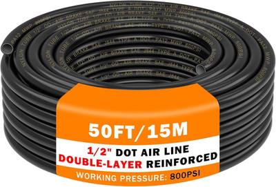 50 FT 1/2'' Double Layer DOT Air Line Premium PA12 Nylon 1/2 Pneumatic Tubing SAE