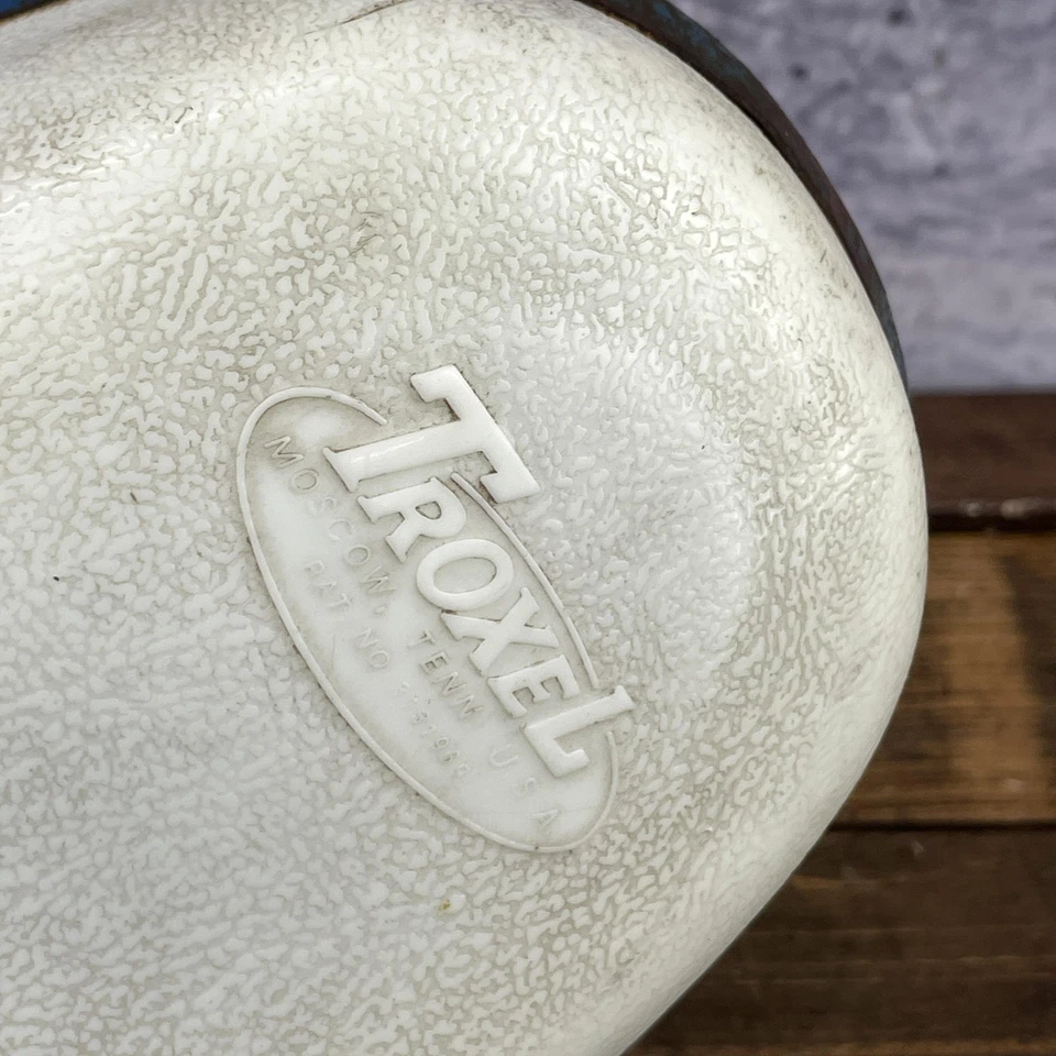 Tija de sillín de triciclo Troxel de colección bandeja de sillín de metal años 50 60 azul blanco Foto 3 de 4