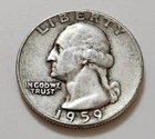 1959 Washington Quarter 25c 90% Silver (X105)