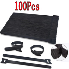 100Pcs Reusable Adjustable Cable Ties Black Cord Organizer Fastening Wraps