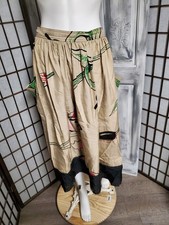 Michaele Vollbrach vtg 80s Designer Runway Silk Skirt Tulips Jutting Pockets M