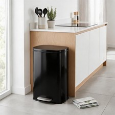 50L Square Stainless Steel Kitchen Pedal Bin with Soft Close Lid 