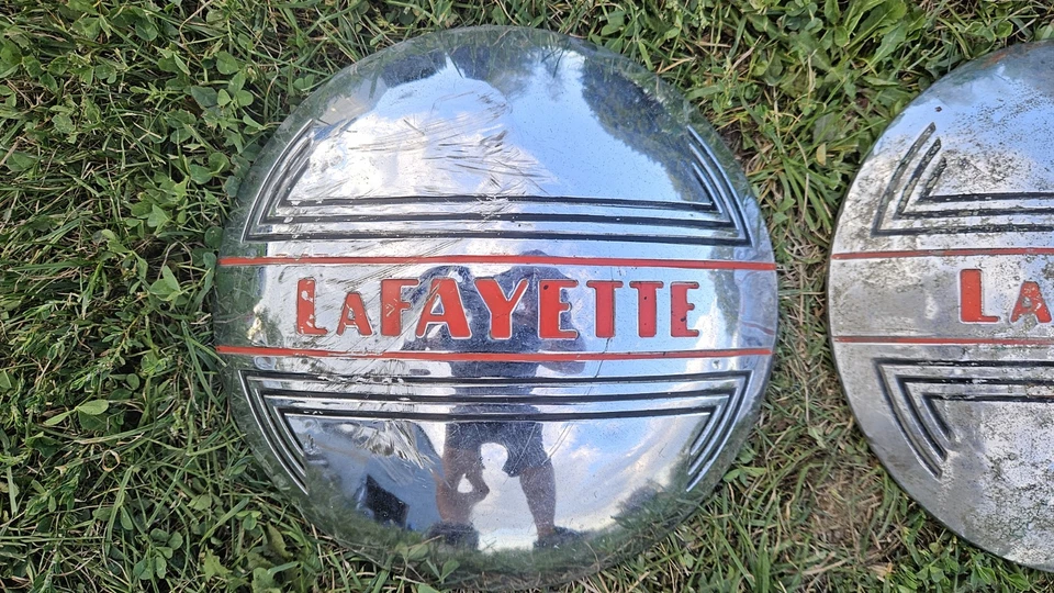 Par 2 Tapacubos Nash Lafayette 400 1937-1938 Tapacubos 37 38 Pintura Original Foto 3 de 4