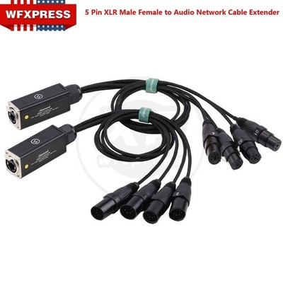4 Channel 5-Pin XLR Male Female to Single Ethercon Audio Network Cable Extender
