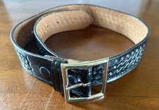 Dutyman 1621U Full Grain Leather Black Tooled Western Duty Belt Size 30