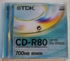 CD-R80 TDK VIERGE - 52X SPEED 700MB 80MIN : NEUF SOUS BLISTER