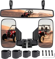 UTV Side Rear View Mirror with 1.75" to 2" Roll Bar Cage Compatible with Polaris
