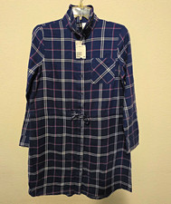 H&M Women’s Plaid Shirt Dress Button-Front Long Sleeve