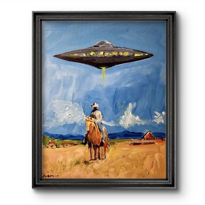 Aleph Original Cowboy Ufo 16x20 Abstract Expressionist Western Painting Canvas