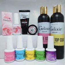 GELIXIR Essentials Soak Off Gel [Base/Top/Matte/Foil/Gel Glue/Refill] Pick Your