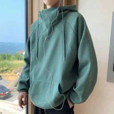 Autumn Turtleneck Fleece Hoodies Men 2025 New High Street Oversize Pullover
